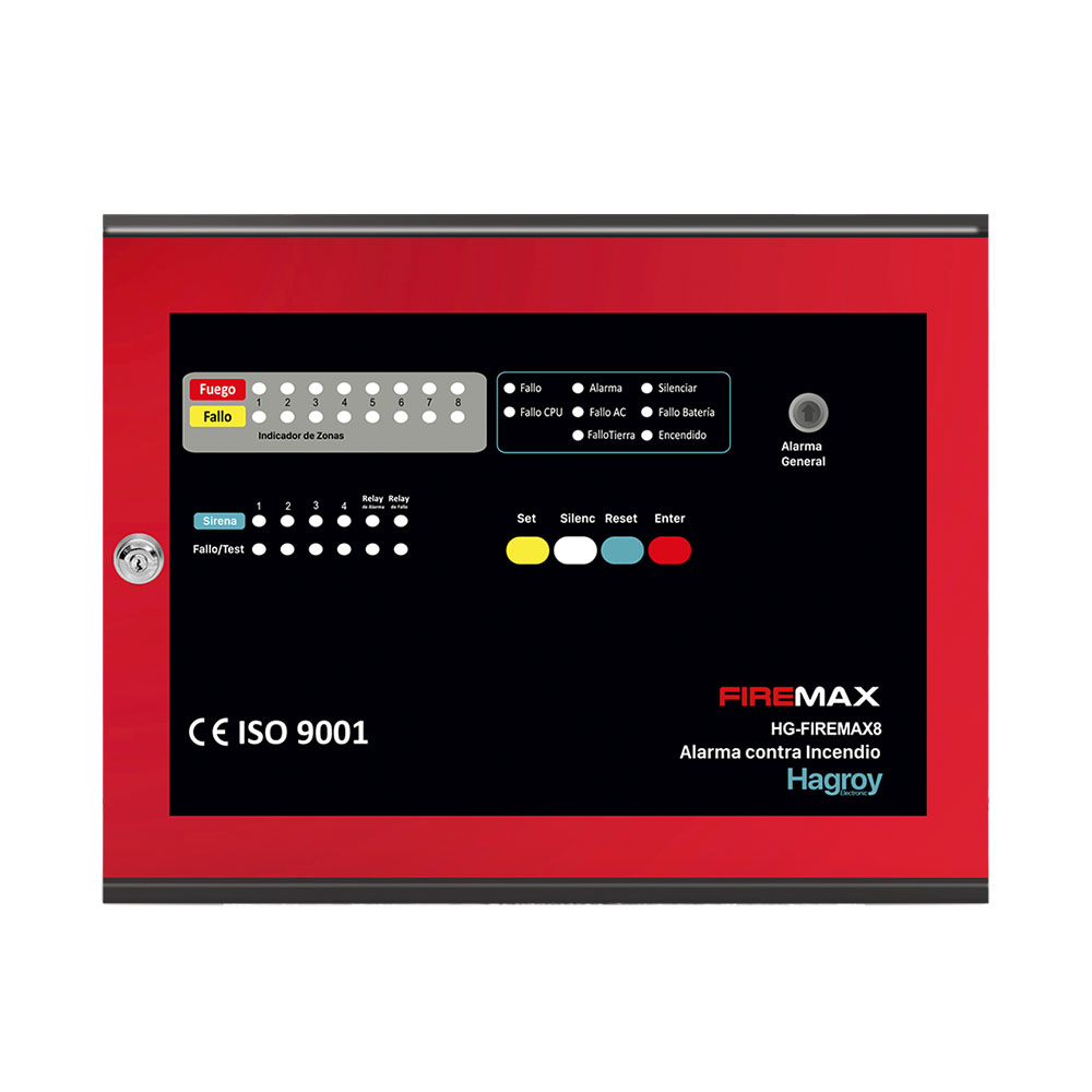 PANEL CONVENCIONAL CONTRA INCENDIO DE 8 ZONAS mod. HG-FIREMAX8