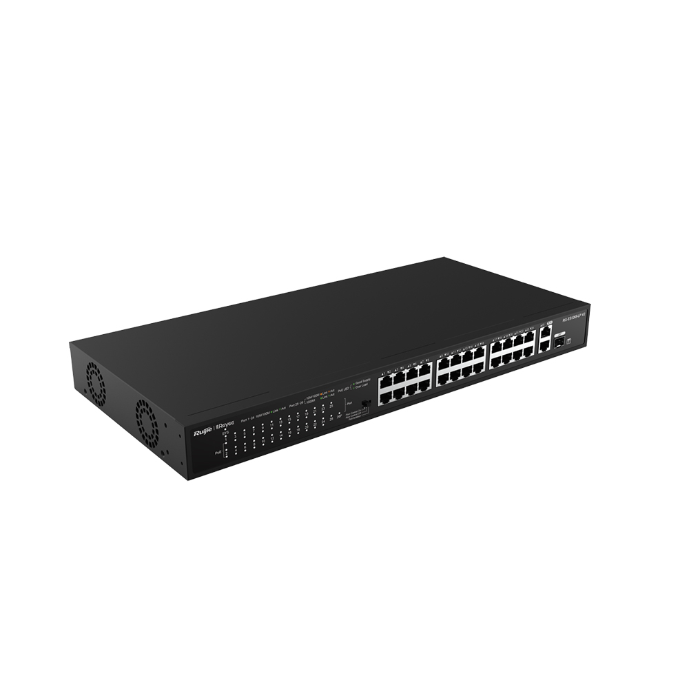 SWITCH 24 PUERTOS POE 370W+2 PUERTOS UPLNK GIGABIT RJ45 CON 1 PUERTO SFP