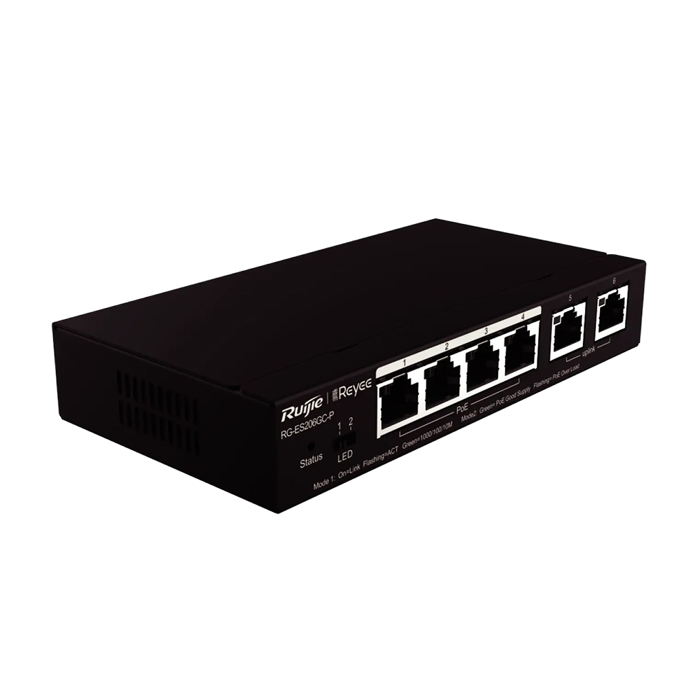 SWITCH 6 PUERTOS GIGABIT 4P POE POE+  2P UP LINK 54W CLOUD